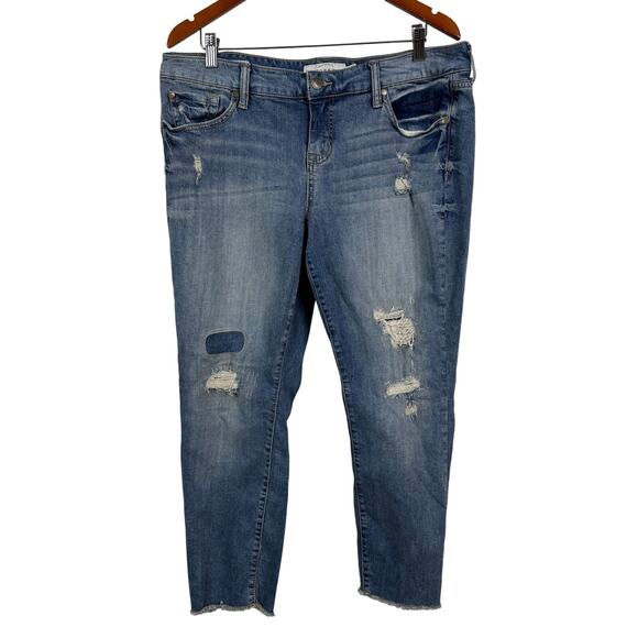 Torrid Ankle Skinny Patch Distressed Raw Cut Jeans Size 16 - Picture 1 of 10